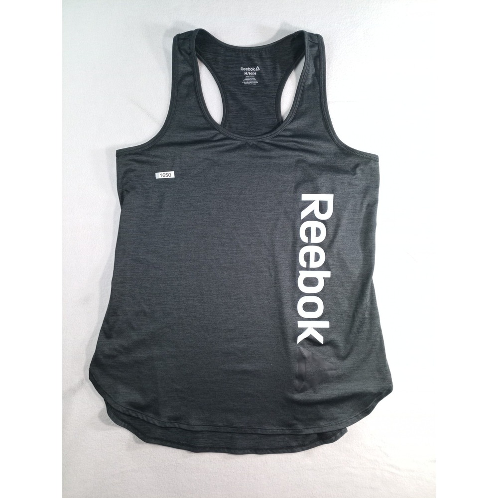 Reebok Womens Medium Racerback Tank Top Gray Athletic Workout (1650)